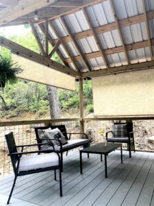 Outdoor conversation set on covered porch